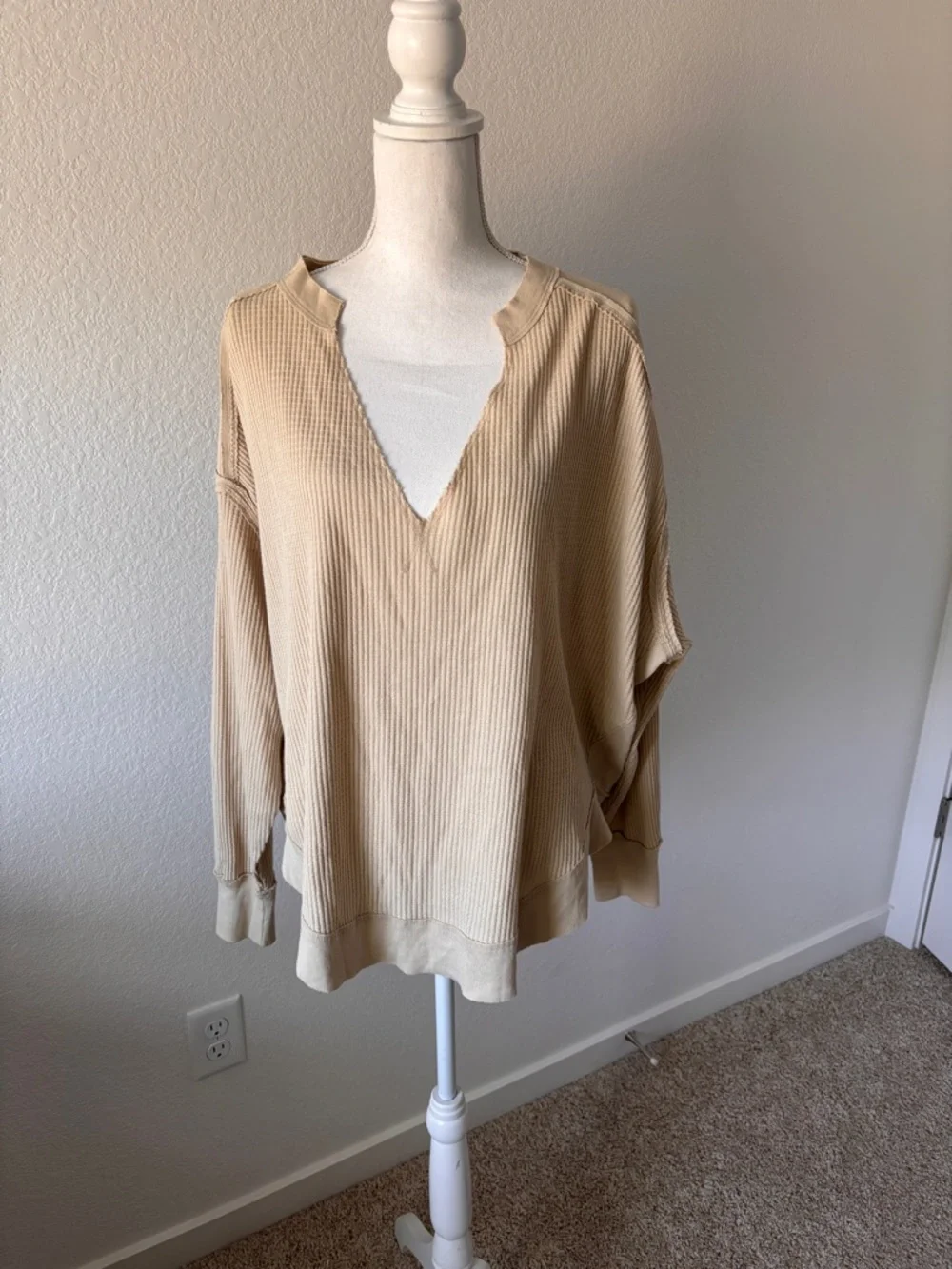 Free People Owen Thermal Waffle Knit Pullover Sz Small